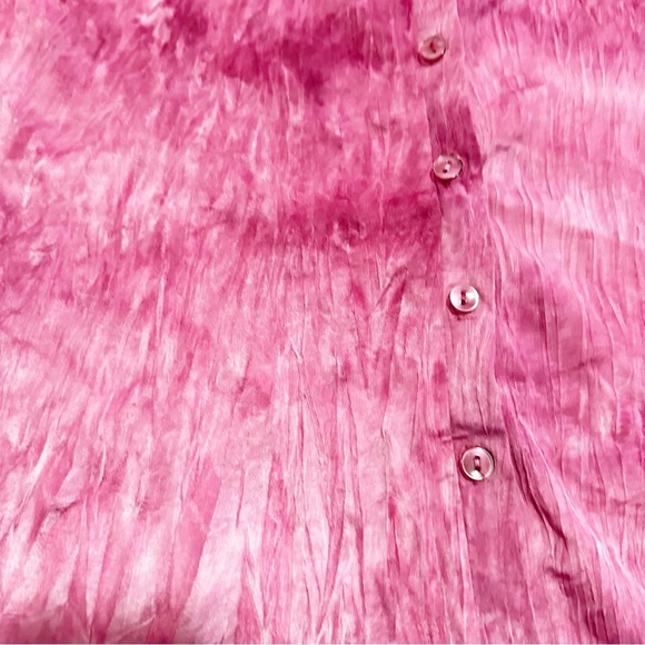 Y2k Rave Pink tie dye button up shirt size large made in the USA - Picture 9 of 12